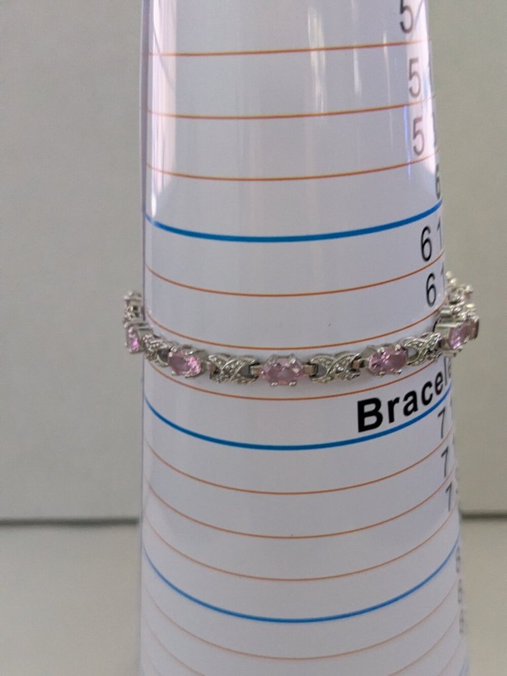 ROSS SIMONS 925 Sterling Silver Pink Crystal X Link Bracelet - Picture 4 of 10